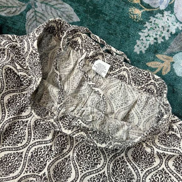 Westside Wide Leg Flowy Boho Pants Linen Cotton Cream Gray Print Flared Palazzo - Picture 4 of 15